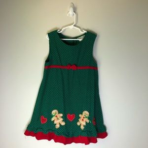 Young girls Red and Green Gingerbread dress